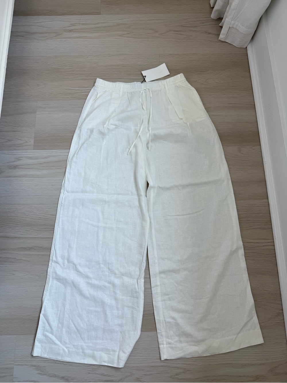 Zara Elastic Waist Wide-Leg Linen Pants